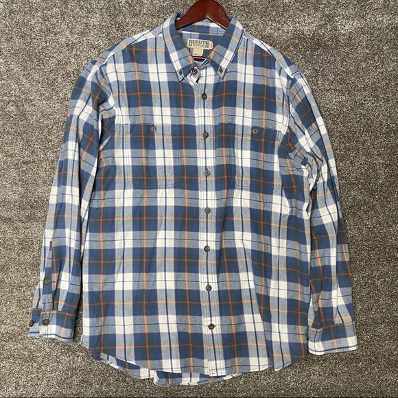 Duluth Trading Mens Flannel Shirt Blue 